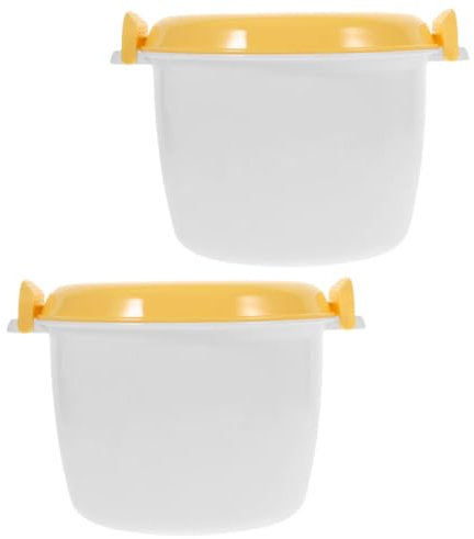 Alipis 2pièces Cuiseur à Riz Micro-ondes Boîte Alimentaire Multifonctionnelle Petit Modèle Jaune Avec Excellente Performance Isolation Et Capacité