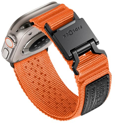 Bandletic Compatible con Correa Apple Watch Ultra/Ultra 2 49mm - FIDLOCK Magnética Hebilla, Nylon Suave Transpirable Sport Banda para iWatch Series 10 46mm 9/8/7 45mm SE/6/5/4 44mm 3/2/1 42mm, Naranja