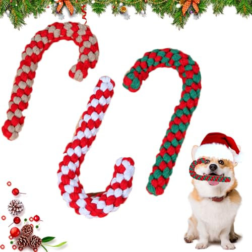 DTXYBC 3 Stück Hundespielzeug Zuckerstange, Kauspielzeug für Hund, Hundezähne Reinigungsseil Spielzeug, Kauen Training Hundespielzeug, Zuckerstange Knochen Ball Hundespielzeug