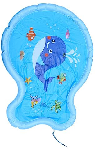 Alasum Alfombra Rociadora De Césped con Diseño De Cetáceo para Niños Pequeños, Mediana, Plástico Duradero, Juguete De Agua para Patio, Playa y Jardín Exterior