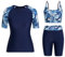 Owntop Womens 3-Piece Rash Guard | UPF50+ UV Swim Shirt | Short Sleeve Rashguard Shirts & Bikini Top & High Waist Boyshorts | Modest Swimwear Swimsuits | Swimming Surfing | Blue XL