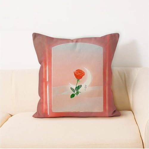 Große Kissen mit Rosenmotiv für Wohnzimmer, Couch, Schlafzimmer, Sofakissen, quadratisch, dekorative Dekokissen, Sofakissen