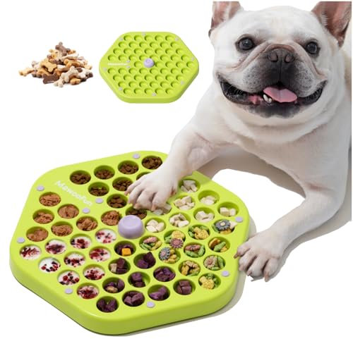 MEWOOFUN Dog Puzzle Toy, Interactive Treat Dispenser, Brain Training Toy for Small Medium Large Dogs (Green Hexagonal, M * 1)