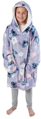 TDI Floral Wearable Hooded Soft Fleece Blanket for Children, Kids, Girls - Kids Size with Front Pockets Oversized Design