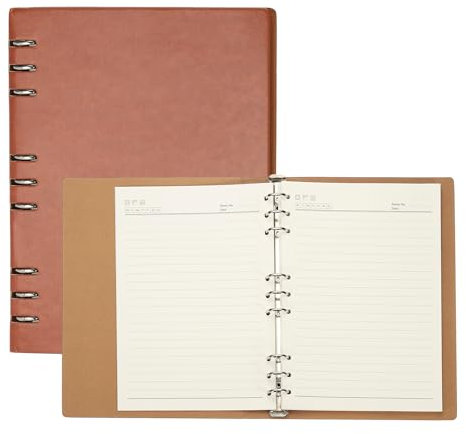 PATIKIL B5 Nachfüllbares Leder-Notizblock, 9-Ring-Hardcover-Binder-Notizbuch 96 Blätter für Geschäftsbüro Studium Schreibjournal Persönlicher Planer, Braun