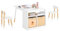SoBuy Kindertisch mit 2 Stühlen Kindersitzgruppe mit Stauraum Spieltisch Kinder multifunktionaler Aktivitätstisch Kindersitzgruppe innen Kinder Tisch Stuhl Set Weiß KMB113-W