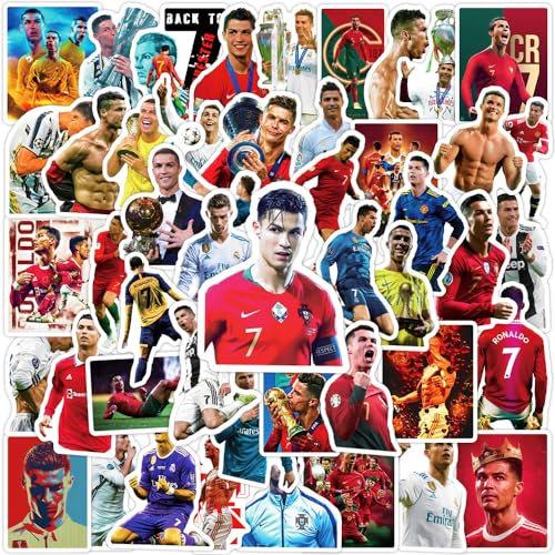 50Pcs Football Star Stickers, Soccer Player(C) Stickers, Vinyl Waterproof Graffiti Decals for Laptop Skateboard Travel Case, Teens and Adults