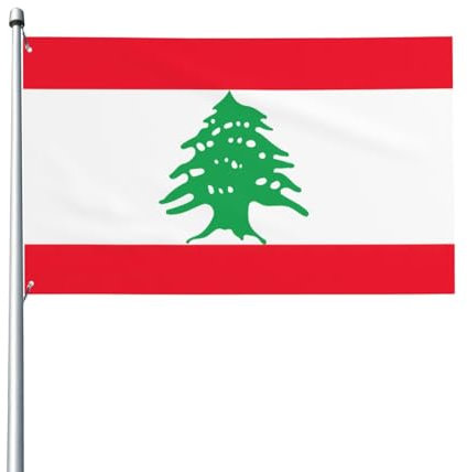 Bandera del Líbano personalizada con ojales de metal para decoración exterior/interior - 0,9 x 1,5 m