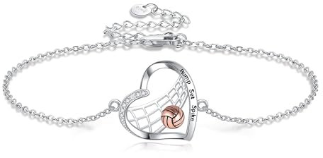 URONE Volleyball Armband Sterling Silber Volleyball Anhänger Armband Volleyball Schmuck für Damen Volleyball Liebhaber