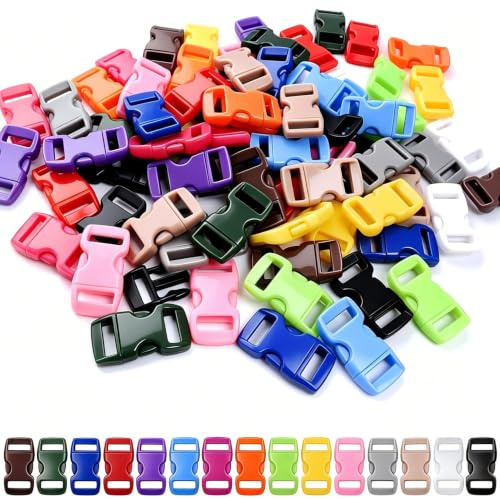 VISSQH 200 x Steckschnallen,Plastik Steckschnallen Farbe Steckschnallen Seitliche Schnallen 10mm Flache Seitenschnallen für Heimwerker,Gepäckgurt,Rucksackschnalle