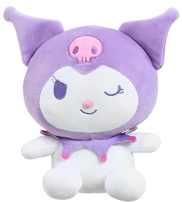 Hello Kitty Kuromi Plush, 16cm Purple Soft Toy, Mini Collectable Plush of Cheeky Kuromi in Purple Jester Outfit, Official Licensed Sanrio Character Toy, Suitable for Ages 4+