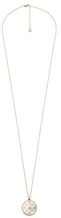 Fossil Women's goldfarbene Edelstahlkette mit Karabinerverschluss Runde Halskette mit Anhängern, Perlrosa