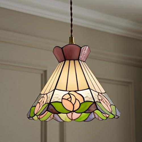 ValueLights | Evelyn Tiffany Rose Glass Ceiling Pendant Lamp Shade and Bulb | Ceiling Lights, Home Décor & Improvement Essential