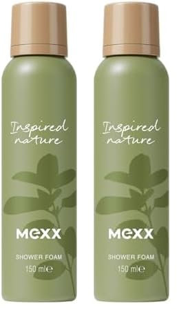 Mexx Inspired Nature Duschschaum, aromatischer Duschschaum für empfindliche Haut mit stimmungsaufhellenden Eigenschaften, 150 ml (Packung mit 2)
