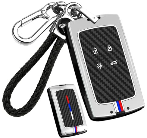 ontto Housse pour clés de voiture Coque pour clés Compatible avec Renault Clé à carte Clio 5 Capture 2021 Scenic Mégane 4 Austral Koleos Zoe Kangoo Twingo Arkana Étui à clés en métal Télécommande