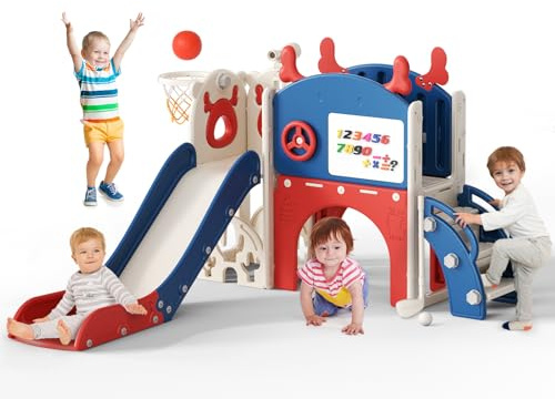 Scivolo per bambini,casetta da giardino per bambini, Set di Scivolo in Plastica per Interni per Bambini, Giochi Montessori per Parco Giochi (HT-21317)