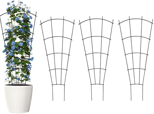 Thealyn Rankgitter Metall 4er Set, 142 x 52 cm | extra große Rankhilfe für hohe Kletterpflanzen, Metallspalier für Garten, Beet, Terrasse und große Pflanzkübel, Schwarz