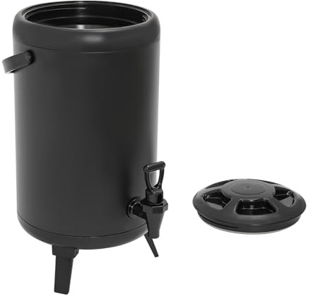Isolierter Getränkespender 10L Isoliertes Edelstahlfass Max. 110°C Thermo Behälter mit Ausguss Heißgetränkespender für Partys,24*33cm Thermoskanne mit Zapfhahn,Hält Wasser, Milch, Tee, Saft (Schwarz)