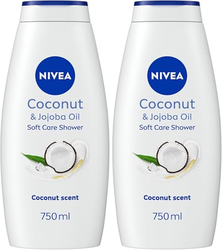 NIVEA Coconut & Jojoba Oil Shower Cream (750ml), Moisturising Body Wash with Coconut and Jojoba Oil, Luxurious Shower Gel for Women, for Soft and Supple Skin (Pack of 2)