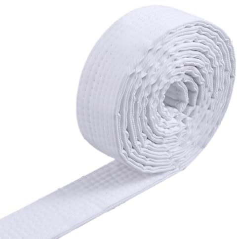 guduling White Karate Belts,Heavy-Duty Cotton Judo Belts,Taekwondo Belt,Judo Belt of 220cm (87 in) for Beginners to Advanced, Non-Slip Knot Design