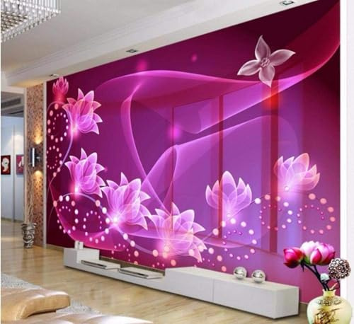 Creative Three Dimensional Minimalist Purple Flowers 3D Wallpaper Easy Install Feature Office Living Room Sofa Bedroom TV Background Wall Decoration-250cm×170cm