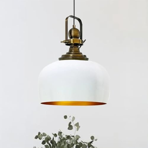 bamyum Kreis Hängelampe Esstich Ø30 cm, Pendelleuchte Vintage, Industrial aus Metall E27, Esstisch und Wohnzimmer, Küchenlampe Weiß