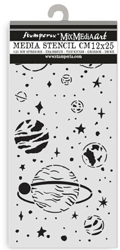 Stamperia - Thick Stencil for Scrapbooks, Albums, Cards, Bullet Journals, and More, Flexible Material, Easy to Clean, Perfect for Crafts and Gifting (A New Beginning, Planetary)
