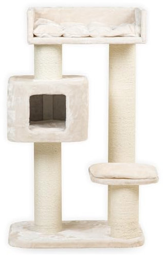 RHRQuality Cat Tree for Large Cats - Devon Rex – 120 cm High – With 15 cm Sisal Posts & Playhouse – Cream