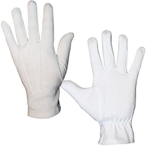Unbekannt Elegante weiße Handschuhe Gr. L - XXL Fingerhandschuhe Herren für Hochzeit Kostüme (L)