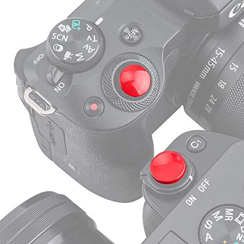 Metall Auslöseknopf (Nicht-verschraubt) für Panasonic Lumix GH7 LX100II LX100 ZS200 ZS100 ZS70 ZS60 ZS50 Kamera mit Flachem Auslöseknopf (Konkaver & Konvexe Hellrot Kit)
