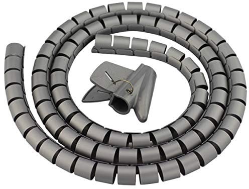 BuxiuGK Universal Kabelschlauch 28mm x 2m aus Kunststoff Flexible Kabelorganisation mit Einziehhilfe Zum Bündeln von Kabeln für Computer,TV,Grau