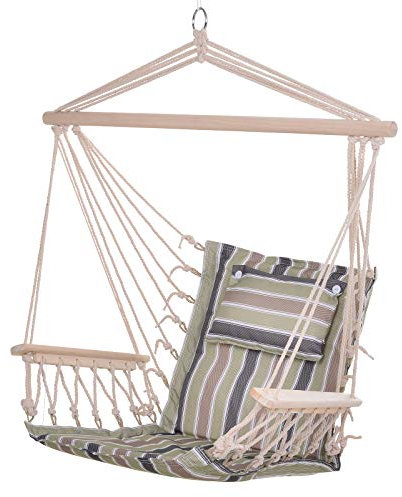 Outsunny Chaise Suspendue hamac de Voyage Respirant Portable dim. 100L x 49l x 106H cm Coton macramé Polyester Multicolore rayé