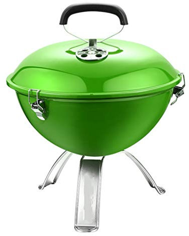 RYDZCLH Holzkohlegrill Mit Deckel, Kleiner Kugelgrill, Mini Picknick Grill, Emaillierter Campinggrill Für Garten, BBQ.,Grün