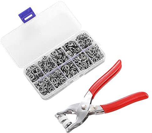 Druckknopf Set Metall mit Zange,Button Druckknöpfe,100 Set Ösen Druckknöpfe Nähfrei Buttons Hohle Schnalle zum Annähen Nähzubehör Sewing Craft Für DIY Basteln Kinderbekleidung Kleidung