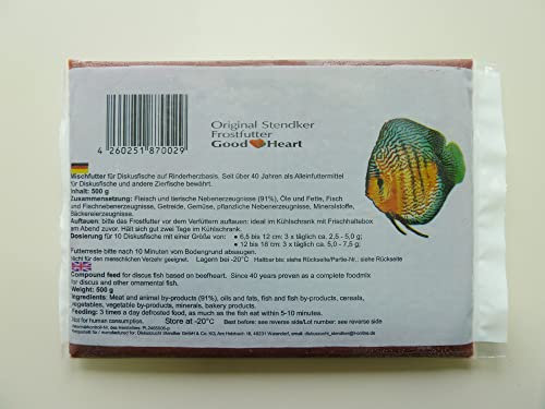 Stendker Frostfutter Sparpaket 5 x GoodHeart Diskusfutter/Rinderherz 500g Flachtafel Diskus Frost Futter