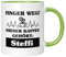 TassenTicker - Tasse mit Spruch Personalisierung - Finger weg! Dieser Kaffee gehört - Wunschname - Namenstasse - Kaffeetasse - Geschenk für Büro Arbeit - Kollege Kollegin - Kaffeesüchtig (Grün)
