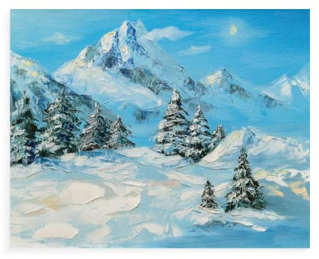 TSMMB Peinture Numero Paysage Avec Cadre Montagne Enneigée Kits De Peinture Au Numéro Adulte Enfant,Tableaux À Peindre Par Numéros Faciles 40X50Cm,A7