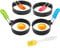 4Pack Non Stick Stainless Steel Poached Egg Moulds with Anti-Scald Folding Handle and Oil Brush for Household Kitchen Cooking Egg Frying Mini Burger