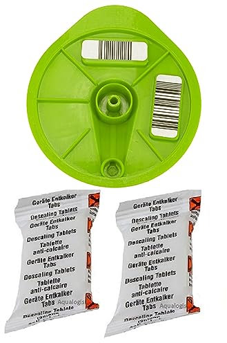Aqualogis Kaffeevollautomat Reinigungs-T-Disc für TASSIMO Bosch, Service-Disc gelb und orange, 2 Entkalkungstabletten