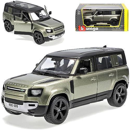 alles-meine.de GmbH Land R*o*v*e*r Defender 110 Grün Metallic 5 Türer Ab 2020 1/24 Bburago Modell Auto mit individiuellem Wunschkennzeichen