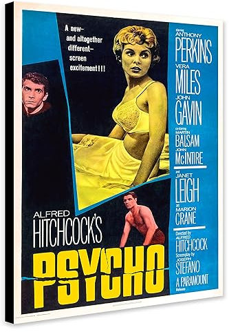 Psycho Alfred Hitchcock Filmwandbild verpackt, gerahmt, A1 81 cm x 61 cm)