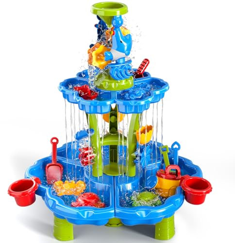 Doloowee Sand and Water Table for Toddlers, Water Play Table Toys Summer Beach Toys Summer Outdoor Toys for Boys Girls 3 4 5 6 years old