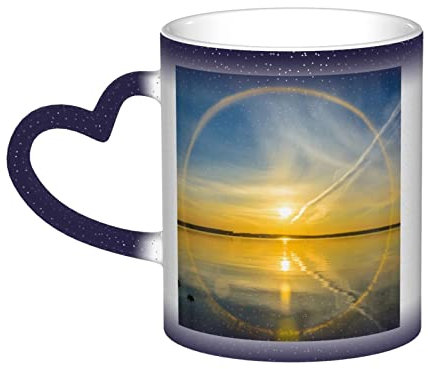 Keramiktasse „Sunrise Horizon“, bedruckt, hitzeempfindlich, farbwechselnde Tasse „In The Sky“, Kaffeetassen, Keramiktasse, 330 ml