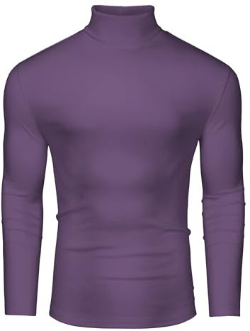 DEMEANOR Maglione da uomo a collo alto maglioni per uomo maglioni invernali lavorati a maglia da uomo maglione a collo alto caldo, Viola, XXL
