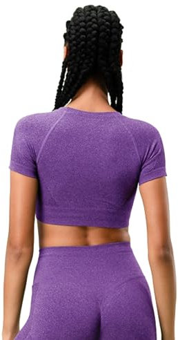 FOCENZA Sportliches Top für Damen mit Kurzen Ärmeln, Crop Top mit Push-Up-Effekt aus Weicher und Atmungsaktiver Mikrofaser, Ideal für Sport, Made in Italy