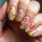 Easter Bunny False Nails Short, 24 Pieces Cute Press On Nails For Kids, Eggs Spring Flowers Easter False Nails Almond, Pink And Yellow Floral Design (Orange, One Size)