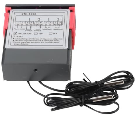 Greensen 3008 Double Display of Digital Temperature -Thermostat -Controller for The Clear Value Display, Adjustable Double Temperature Control (#3)