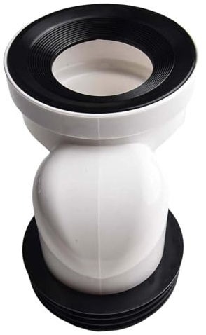 Connettore WC per tubo di scarico WC, dritto o eccentrico offset (0 mm, 2 cm, 5 cm, 10 cm), ugello WC in PVC con guarnizione in gomma per collegamento idraulico (D)