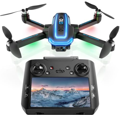 GPS FPV Drohne mit Kamera 4K für Anfänger Kinder,RC Quadrocopter Adults,4.5''HD-Bildschirm,5G Fernübertragung, 2 Akkus,Brushless Motor,Follow Me,Auto Rückkehr,8G SD-Karte,Foldable,Under 249g,C0