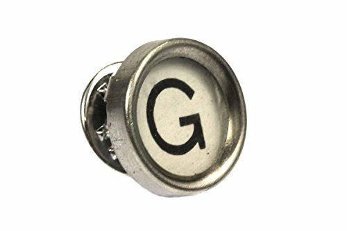 Miniblings WUNSCHBUCHSTABE ABC Brosche Pin Anstecker Schreibmaschine Taste weiß - Handmade Modeschmuck I Anstecknadel Button Pins, Buchstabe:S